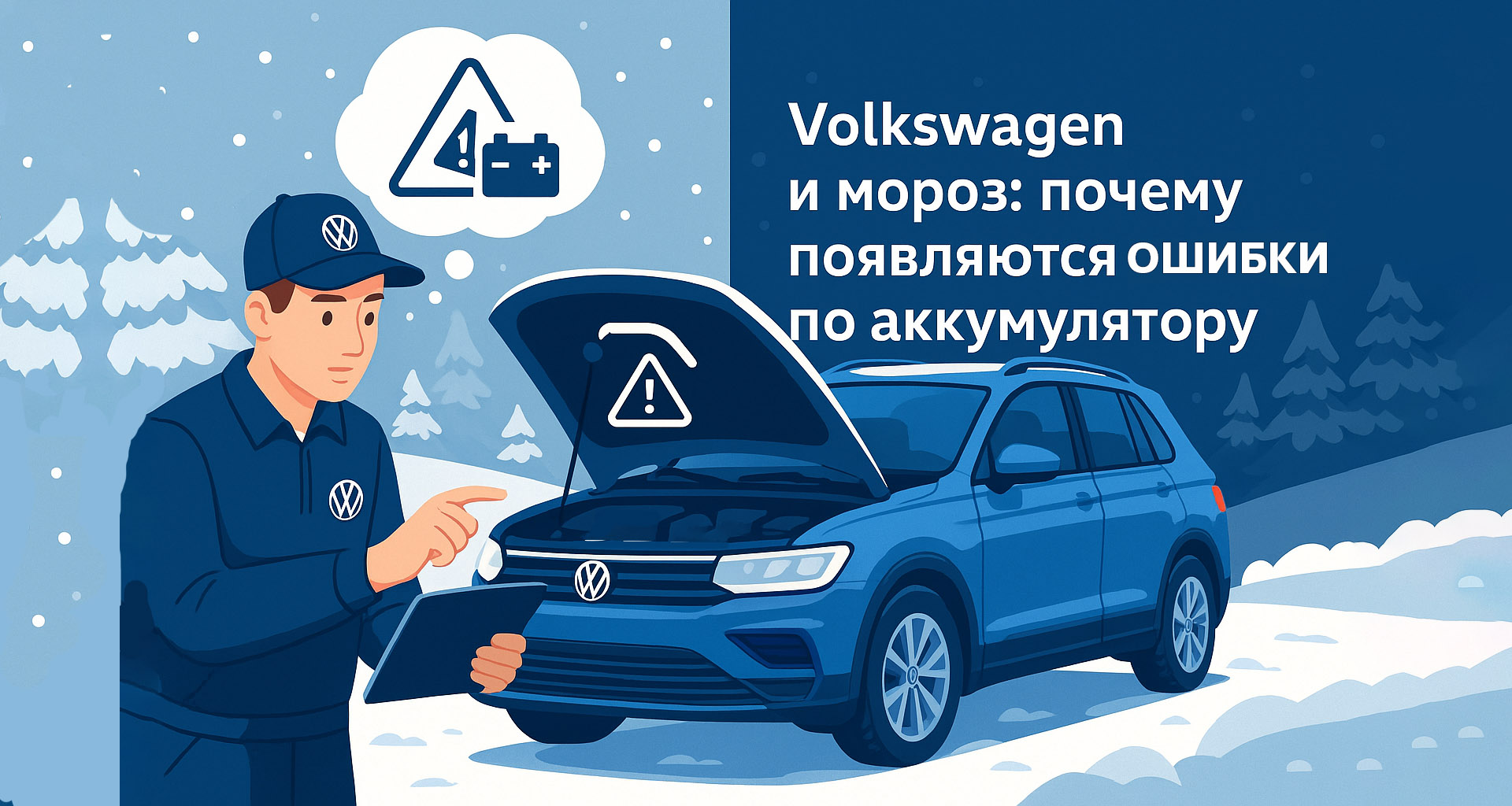 Volkswagen и мороз: почему появляются ошибки по аккумулятору и как мы диагностируем это быстро и точно